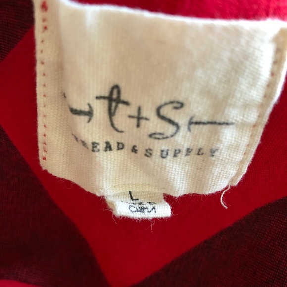 Thread & Supply Button Down Red and Black Striped Plaid Shirt - Picture 5 of 5